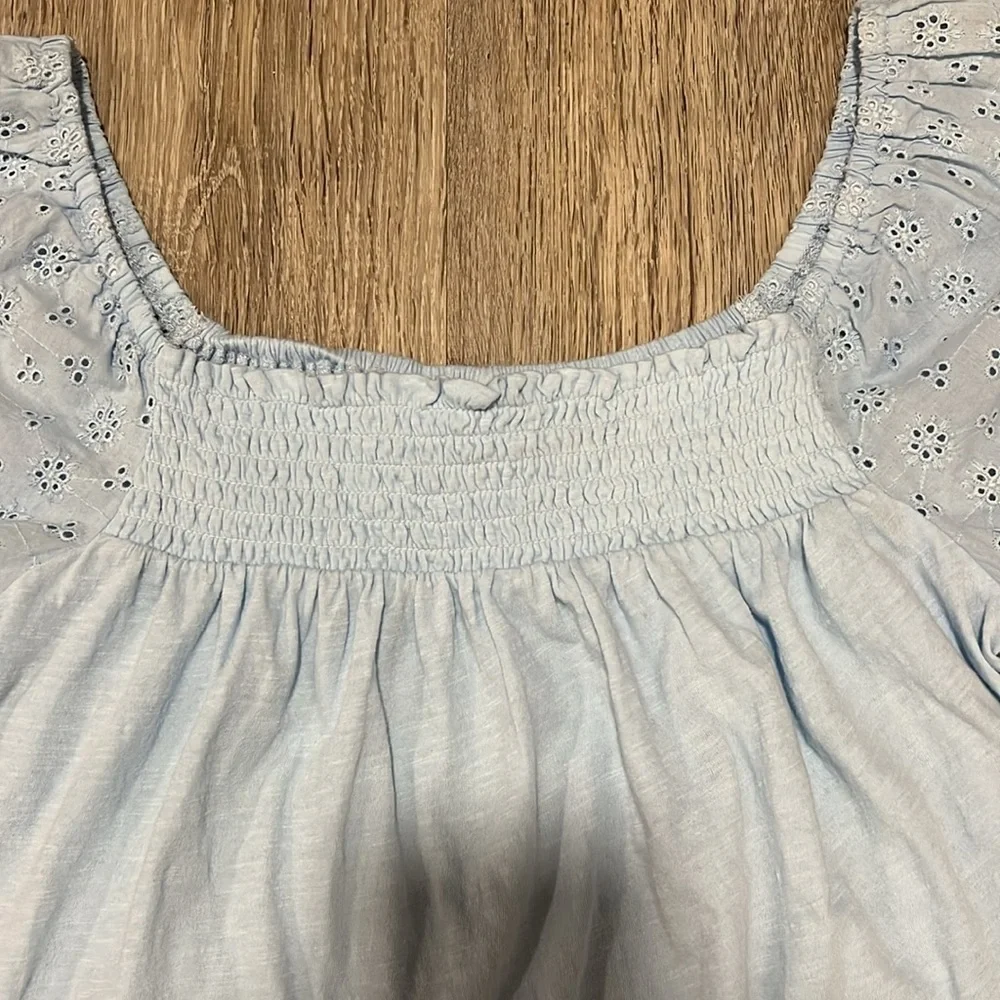 Lucky Brand Eyelet Square Neck Flowy Pullover Boho  Top​​​​ - Picture 2 of 12